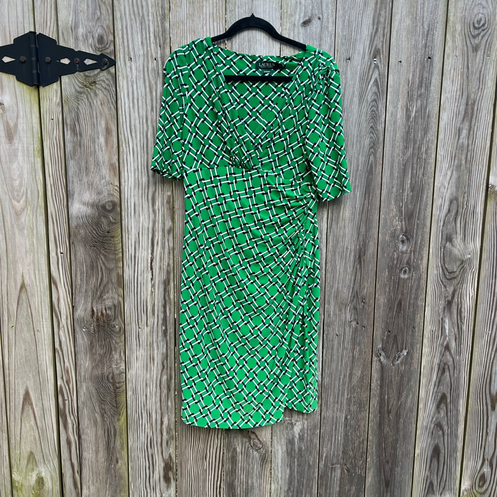 Lauren By Ralph Lauren Green White Dress Womenâs 8